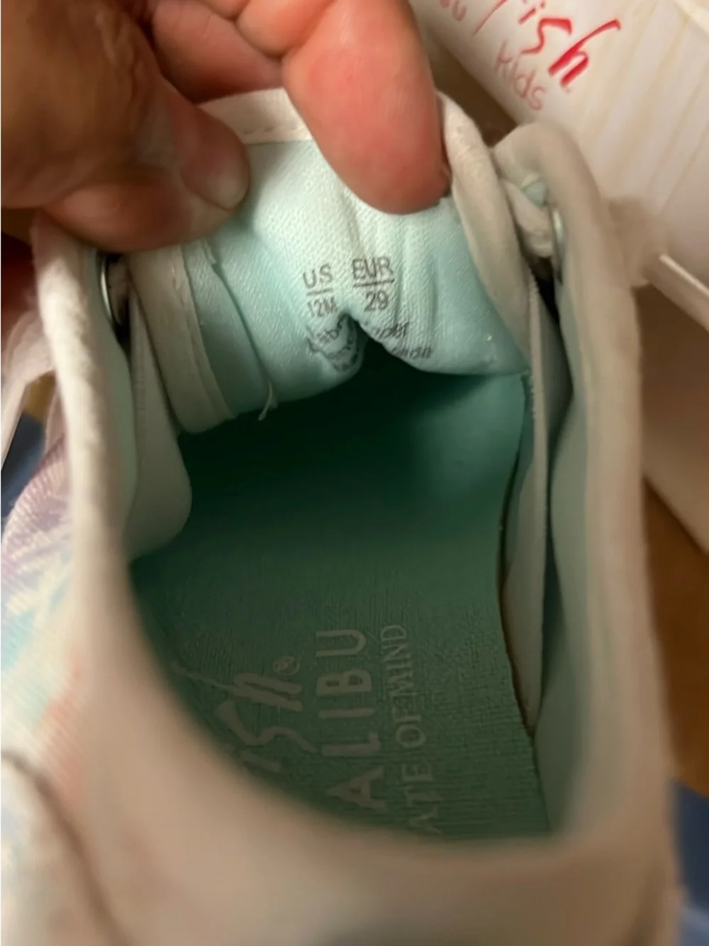 Malibu Floral No-Tie Girl Sneakers in Pastel Mint and Pink Size 12